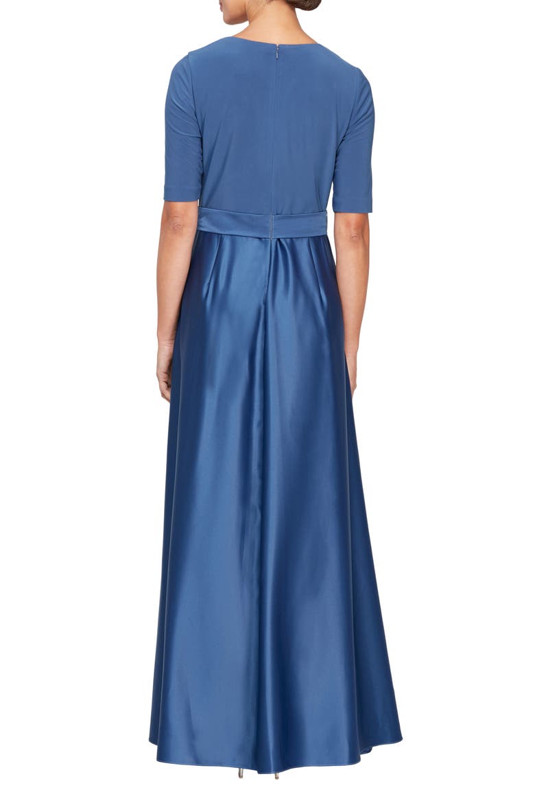 Surplice Neckline Satin Formal Dress, Alternate, color, WEDGEWOOD