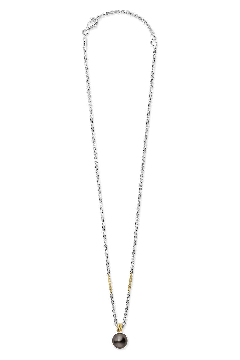 Luna Black Tahitian Pearl Pendant Necklace, Alternate, color, LUNA BLACK PEARL
