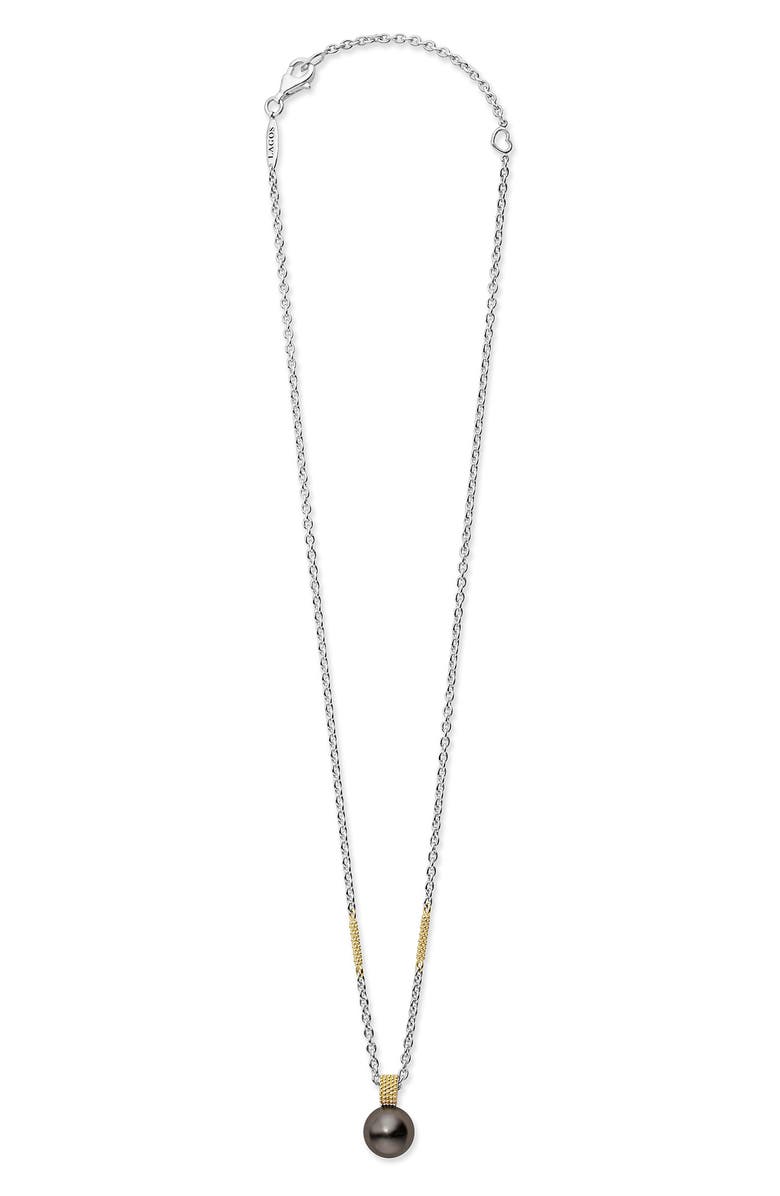 LAGOS Luna Black Tahitian Pearl Pendant Necklace, Alternate, color, Luna Black Pearl