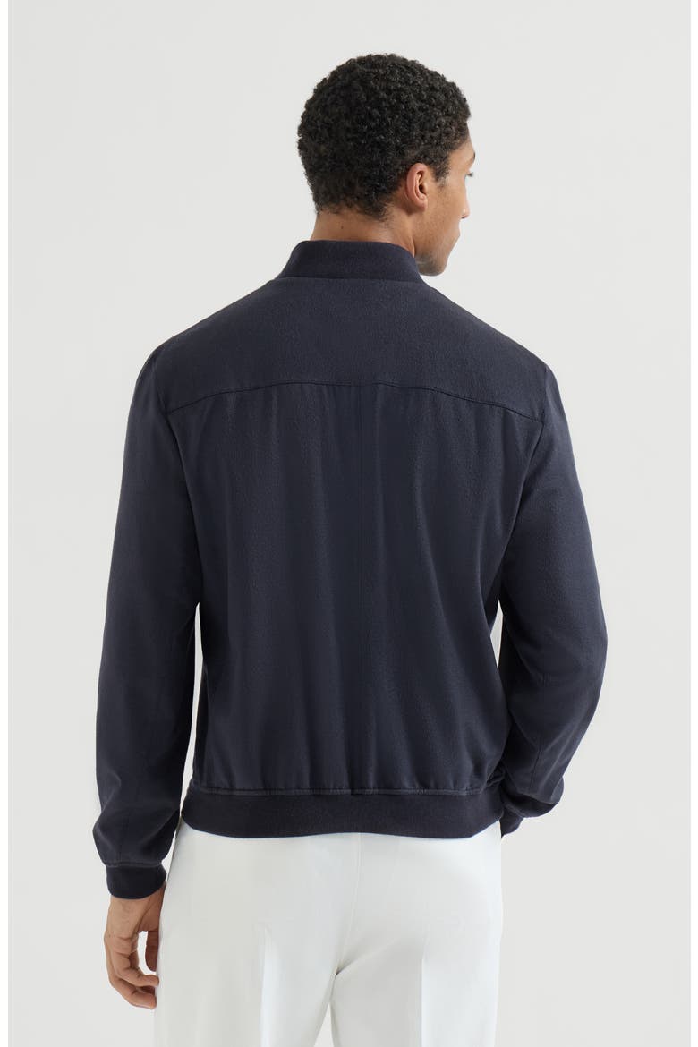 Lightweight cashmere flannel bomber jacket, Alternate, color, Navy Blue