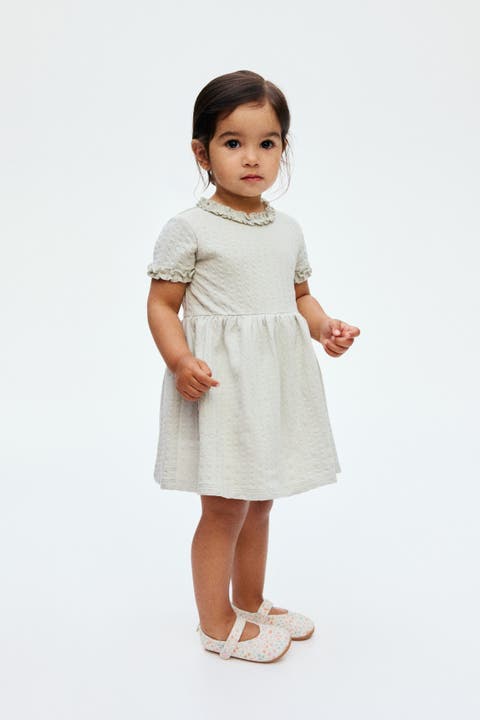 Frill-trimmed Jacquard-jersey Dress