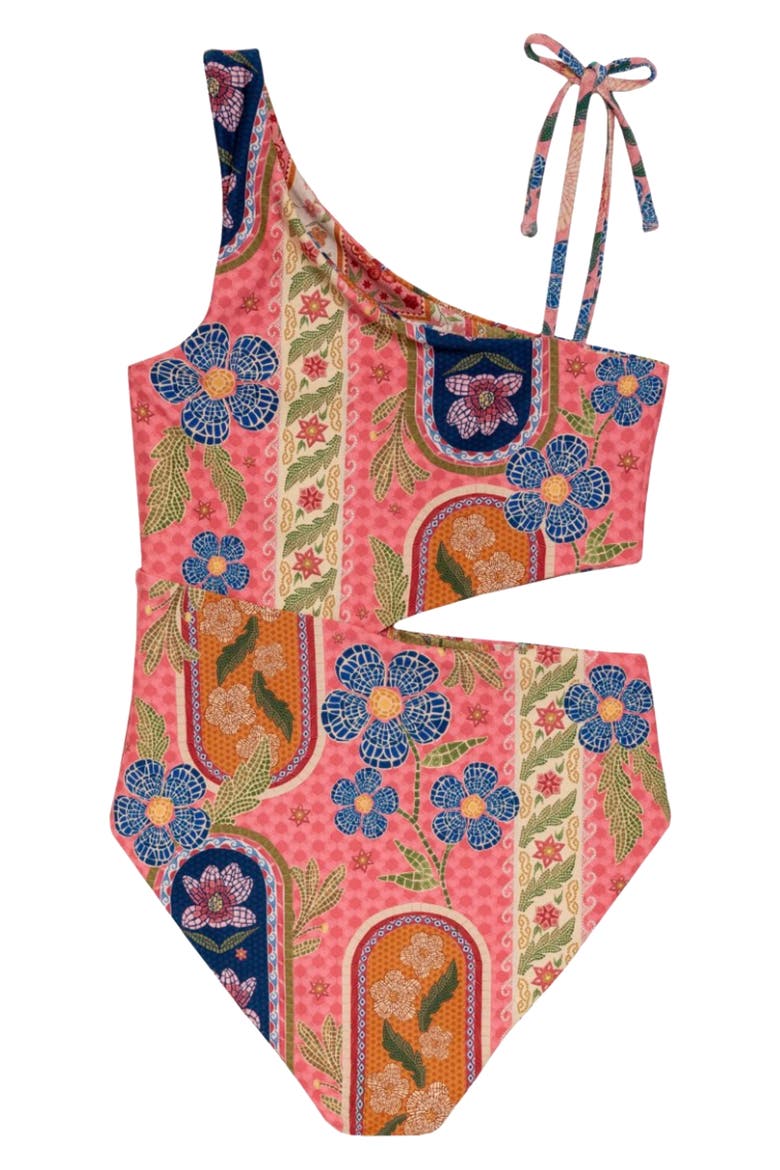 Kids' Savanna Cutout Reversible One-Piece Swimsuit, Alternate, color, RED