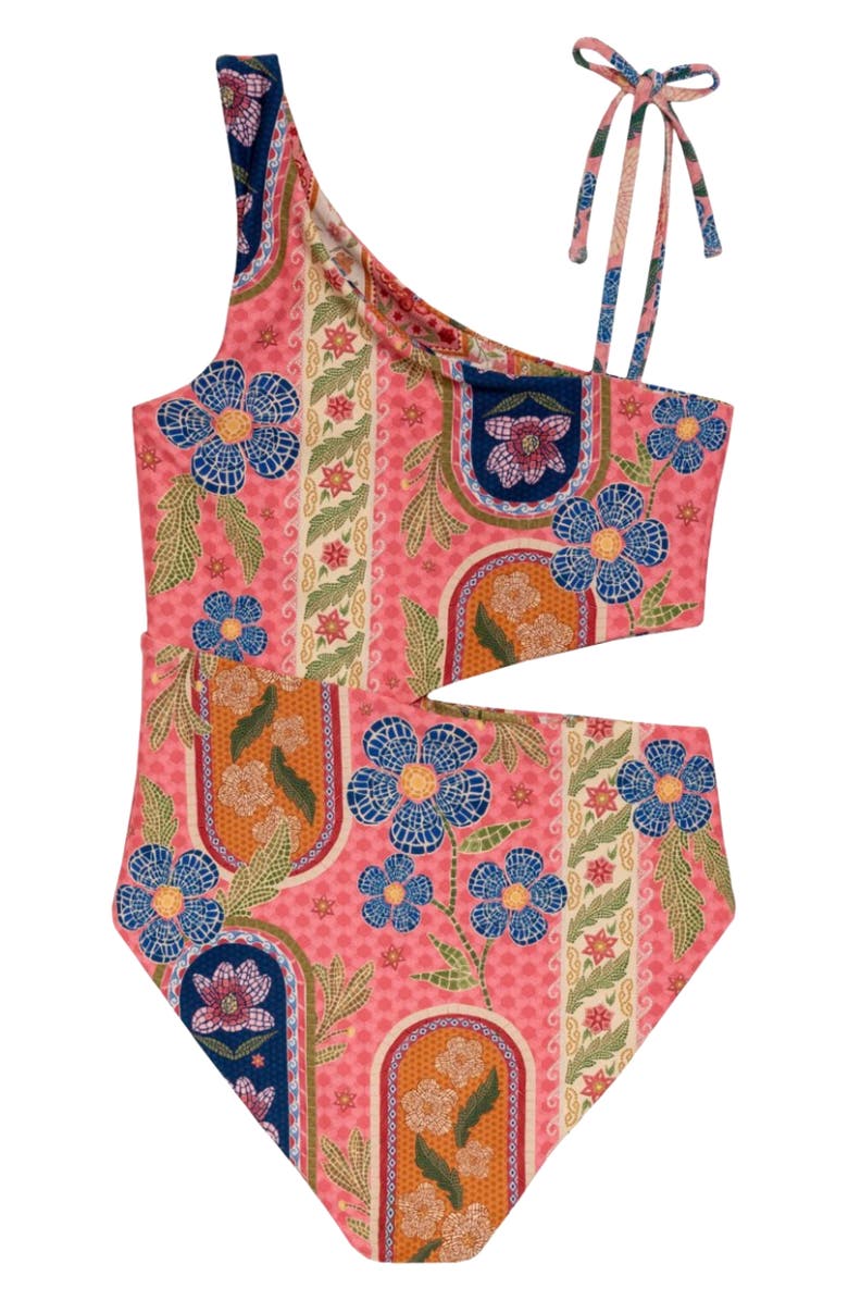 Agua Bendita Kids' Savanna Cutout Reversible One-Piece Swimsuit, Alternate, color, Red