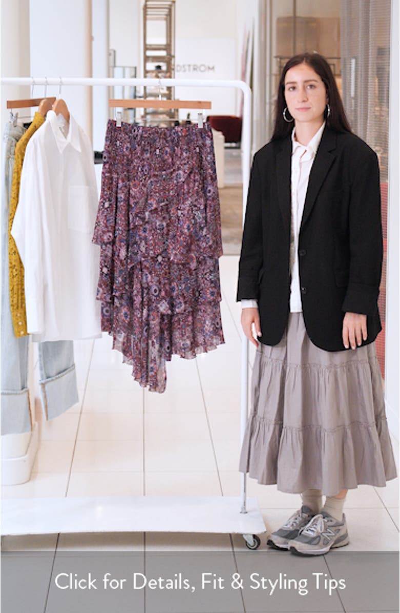 Brigitte Smocked Waist Tiered Chiffon Midi Skirt, sales video thumbnail