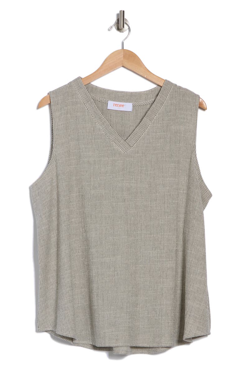 Stripe Sleeveless Cotton Blend Tank, Alternate, color, GREY