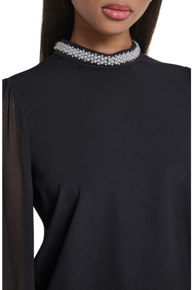 Pearl Neck Knit Top, Alternate, color, BLACK