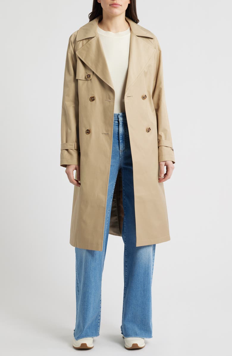 Via Spiga Double Breasted Water Repellent Trench Coat, Alternate, color, Summer Camel