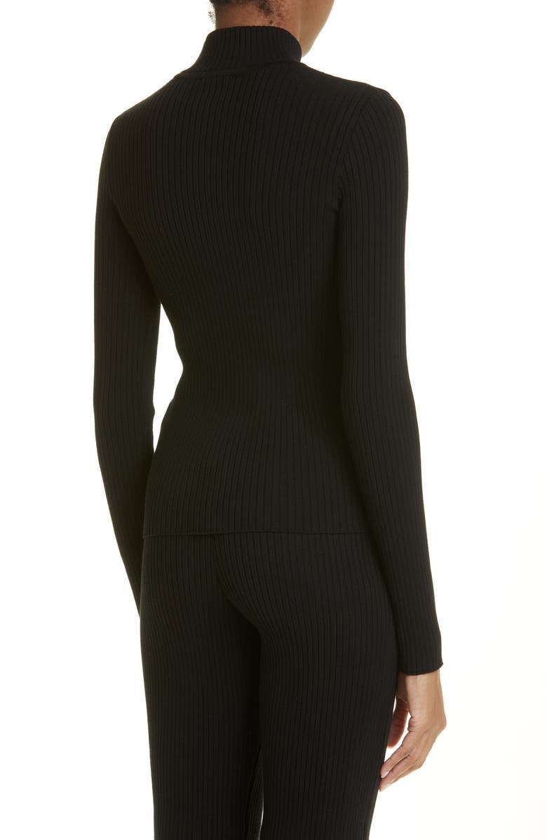 Courrèges Mock Neck Rib Sweater, Alternate, color, Black