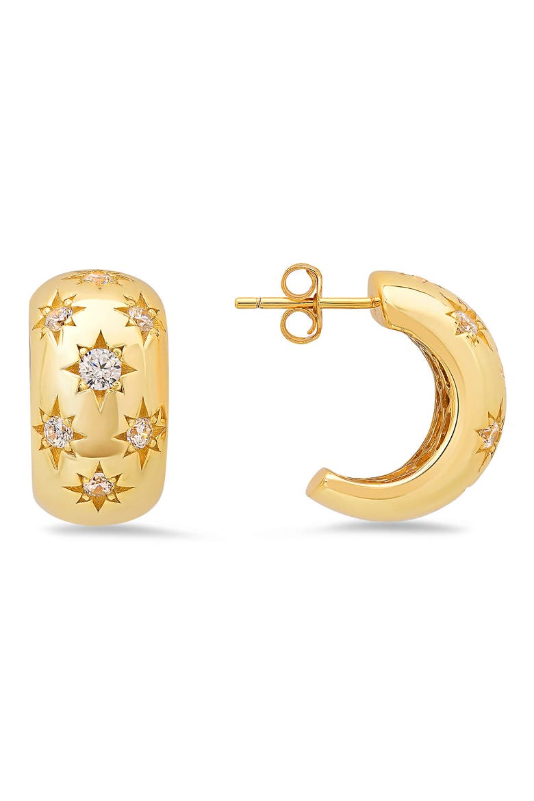 Chunky Celestial Hoop Earrings, Main, color, GOLD