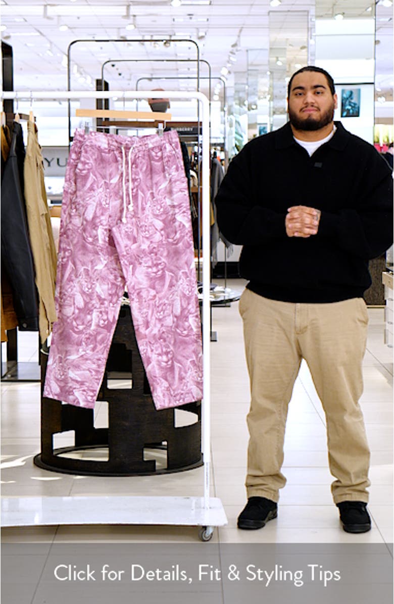 Special Items Allover Cat Print Drawstring Pants, sales video thumbnail