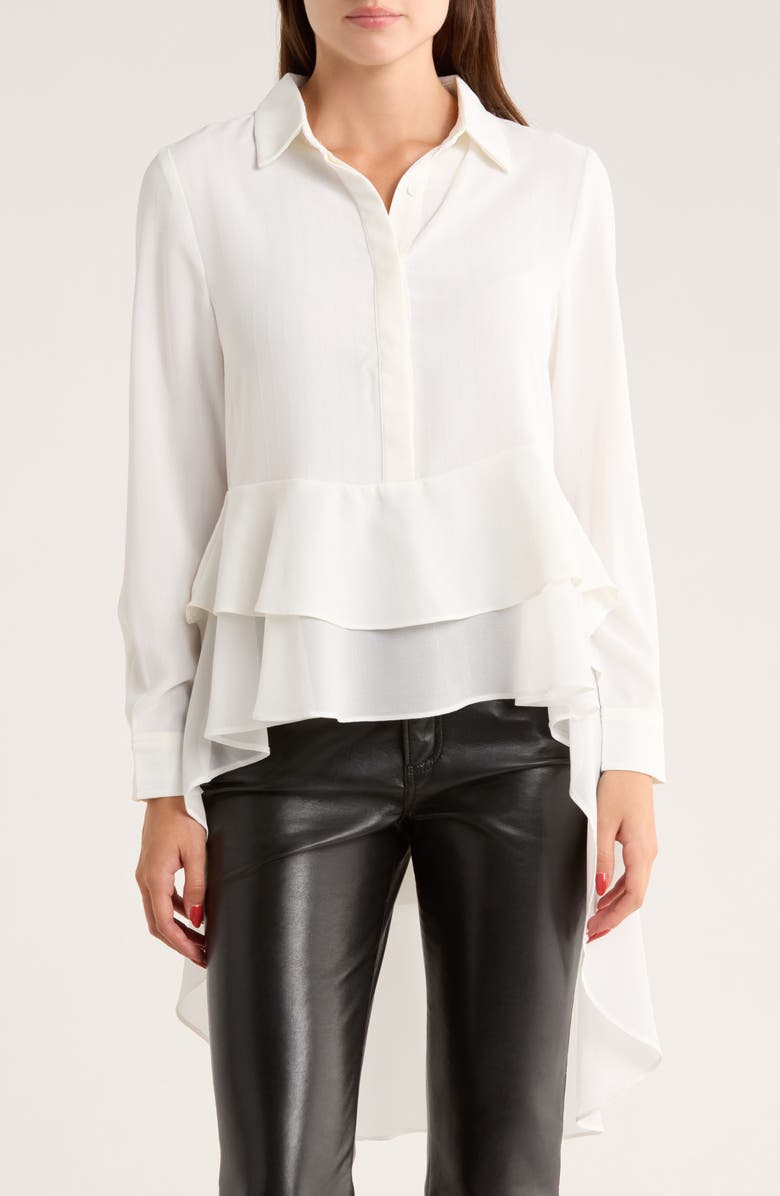 PATRIZIA LUCA Layered High-Low Button-Down Shirt, Main, color, Off White
