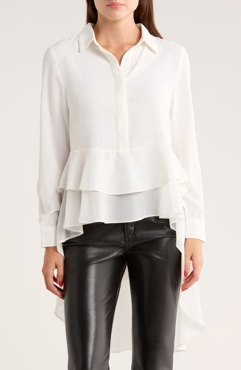 Layered High-Low Button-Down Shirt