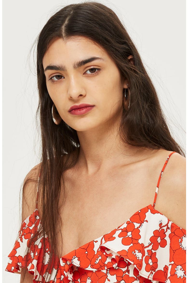 Poppy Ruffle Wrap Minidress, Alternate, color, RED MULTI