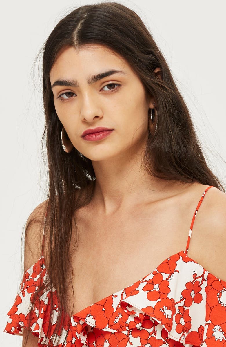 Topshop Poppy Ruffle Wrap Minidress, Alternate, color, 