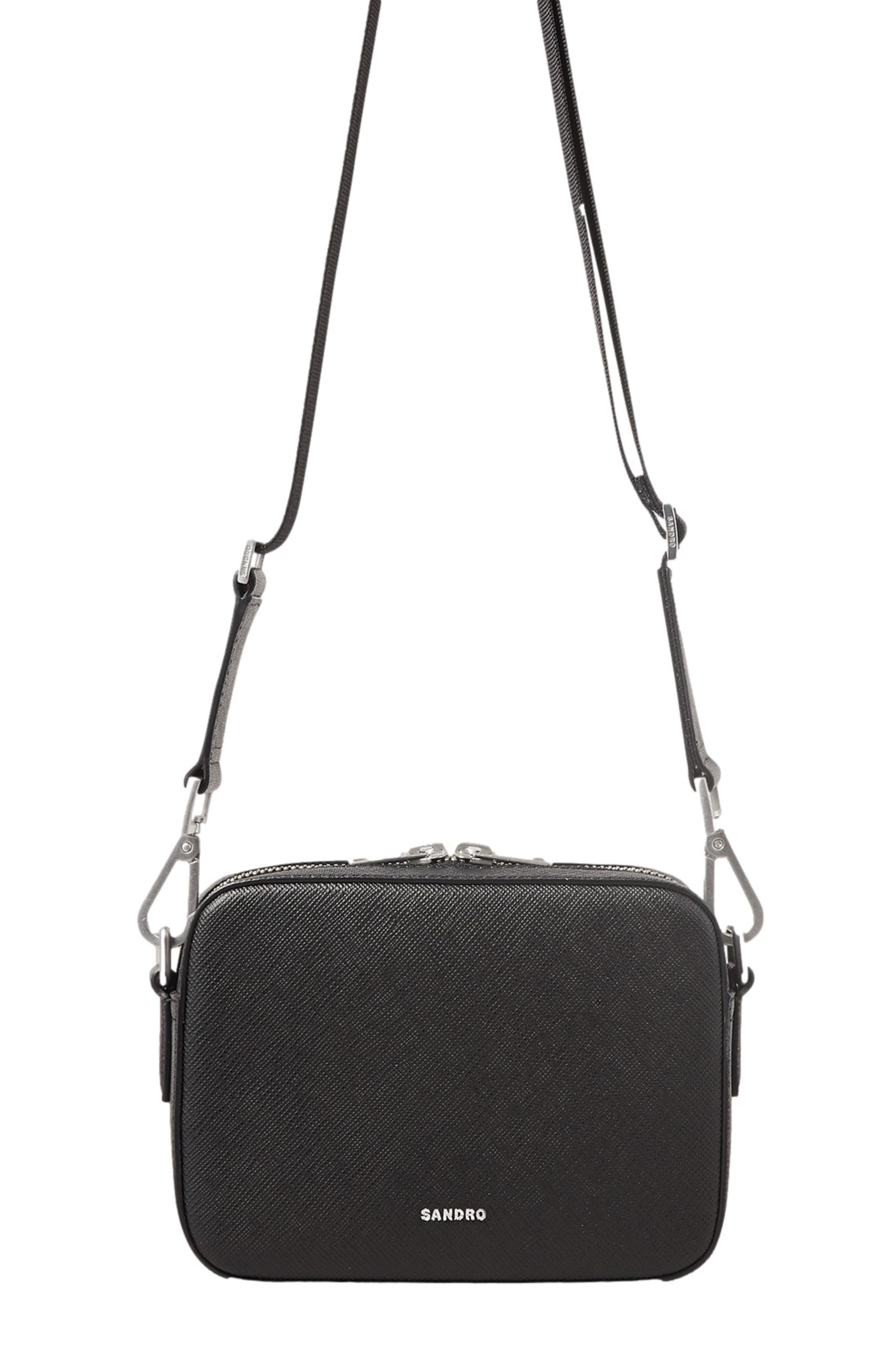 SANDRO Small reconstituted leather bag, Alternate, color, Black