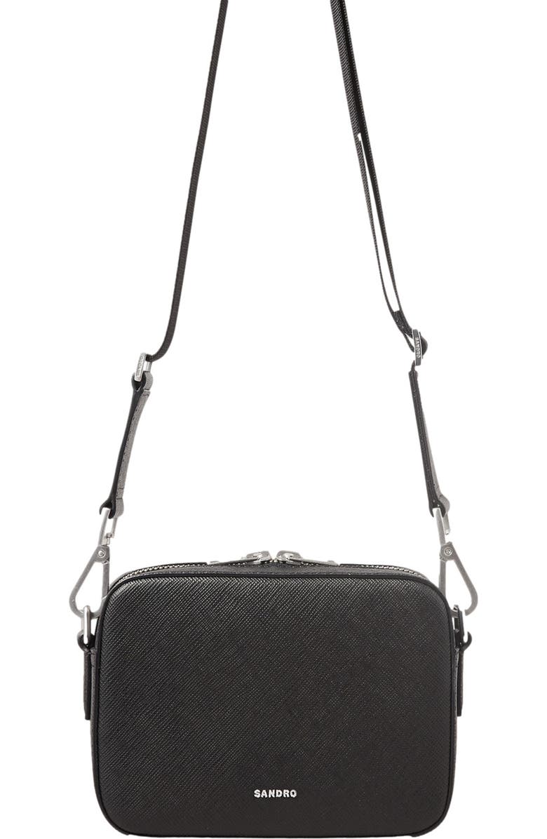 SANDRO Small reconstituted leather bag, Alternate, color, Black