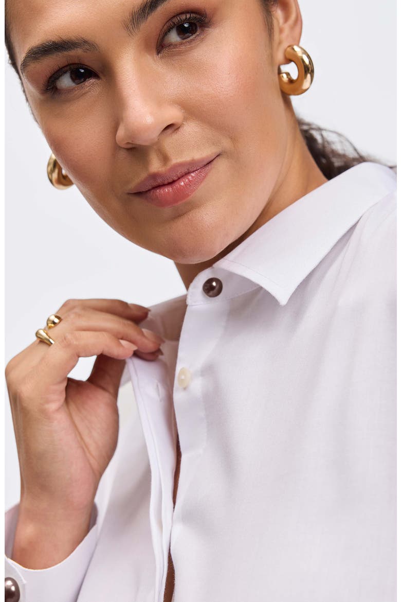 Pearly Bead Button-Up Shirt, Alternate, color, WHITE