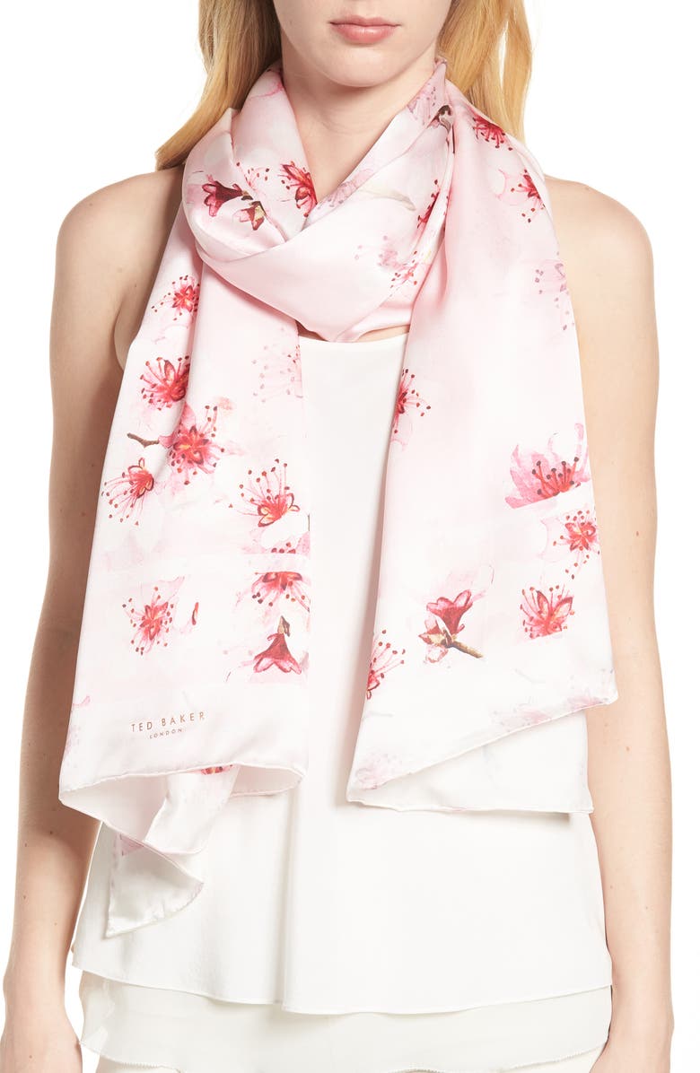 Ted Baker London Soft Blossom Silk Scarf, Main, color, 