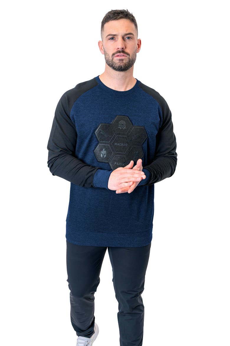 Hive Mind Appliqué Sweater, Alternate, color, BLUE