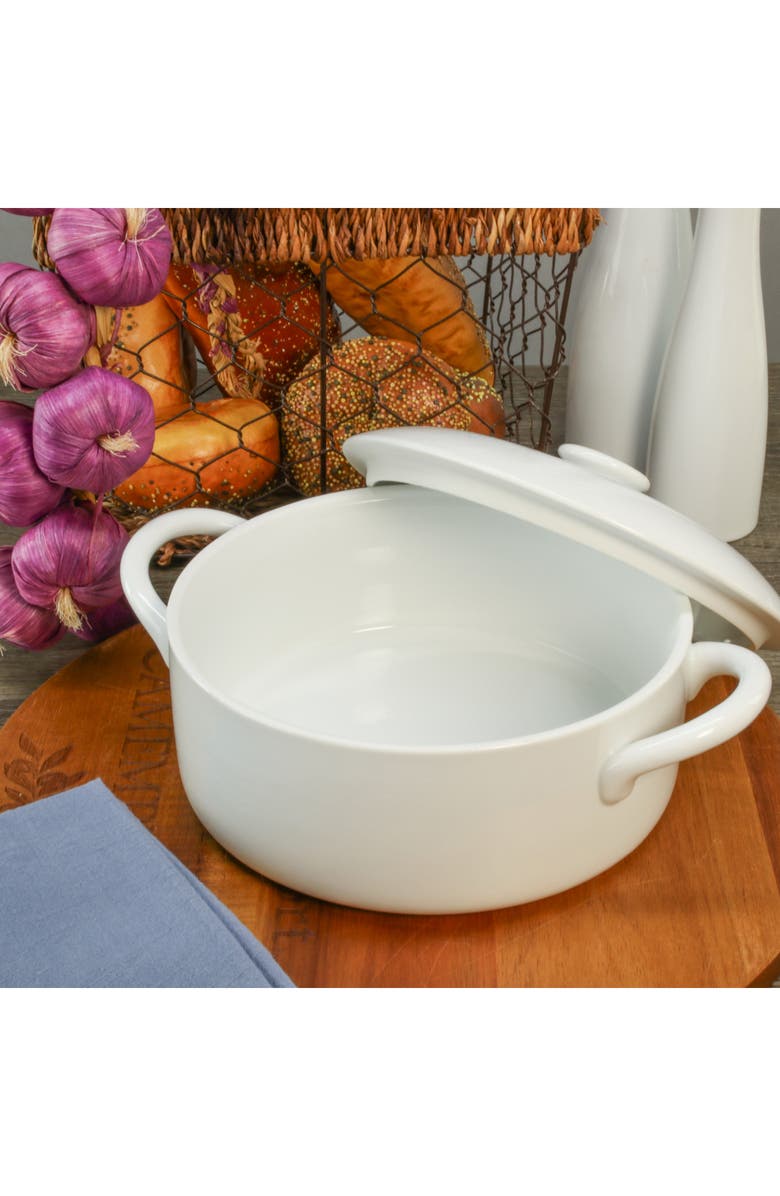 BIA Cordon Bleu Taos Round Covered Casserole Dish, Alternate, color, White
