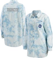 WEAR by Erin Andrews Women's WEAR by Erin Andrews White Toronto Maple Leafs Oversized Tie-Dye Button-Up Denim Shirt