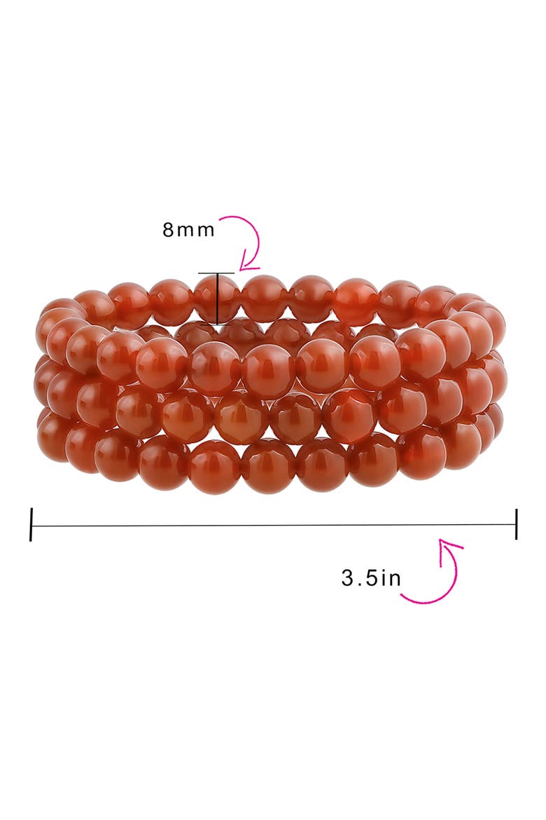 Set of 3 Semiprecious Stone Beaded Stretch Bracelets, Alternate, color, RED