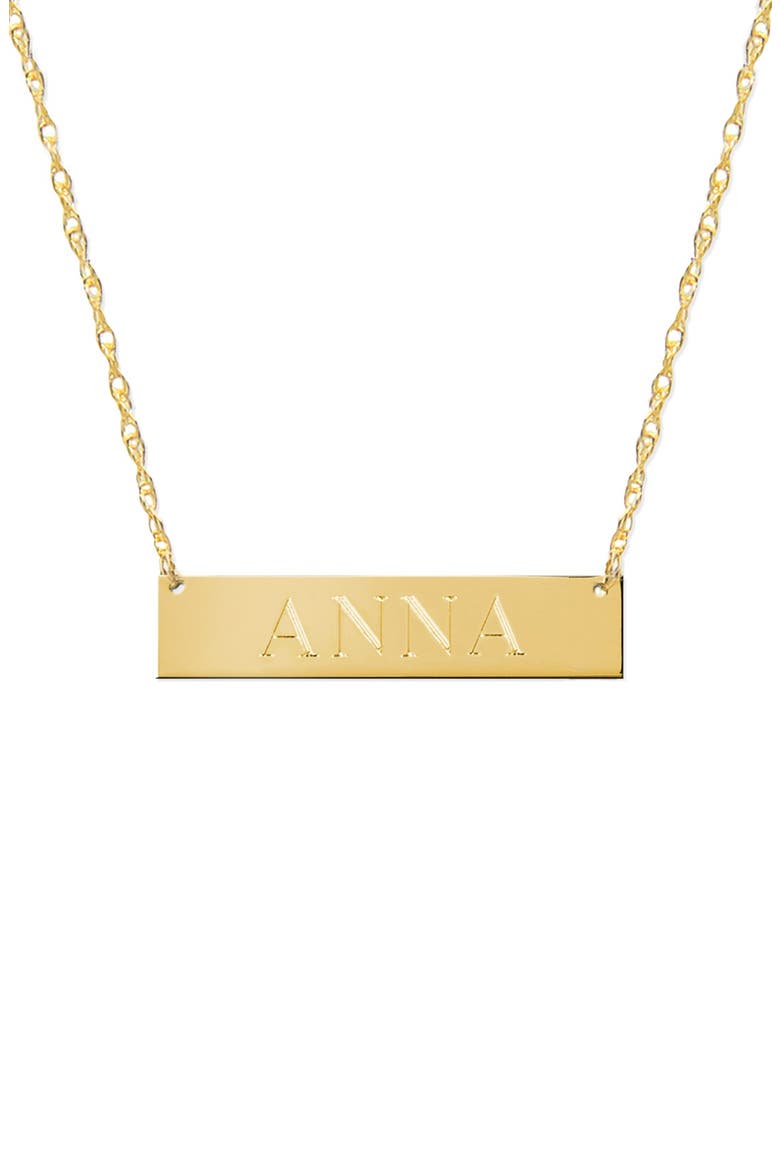 Personalized Bar Pendant Necklace, Main, color, GOLD