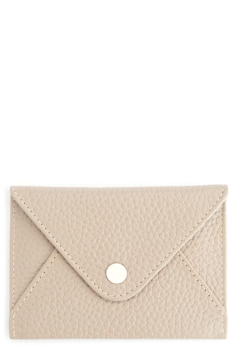 Leather Envelope Card Holder, Main, color, TAUPE
