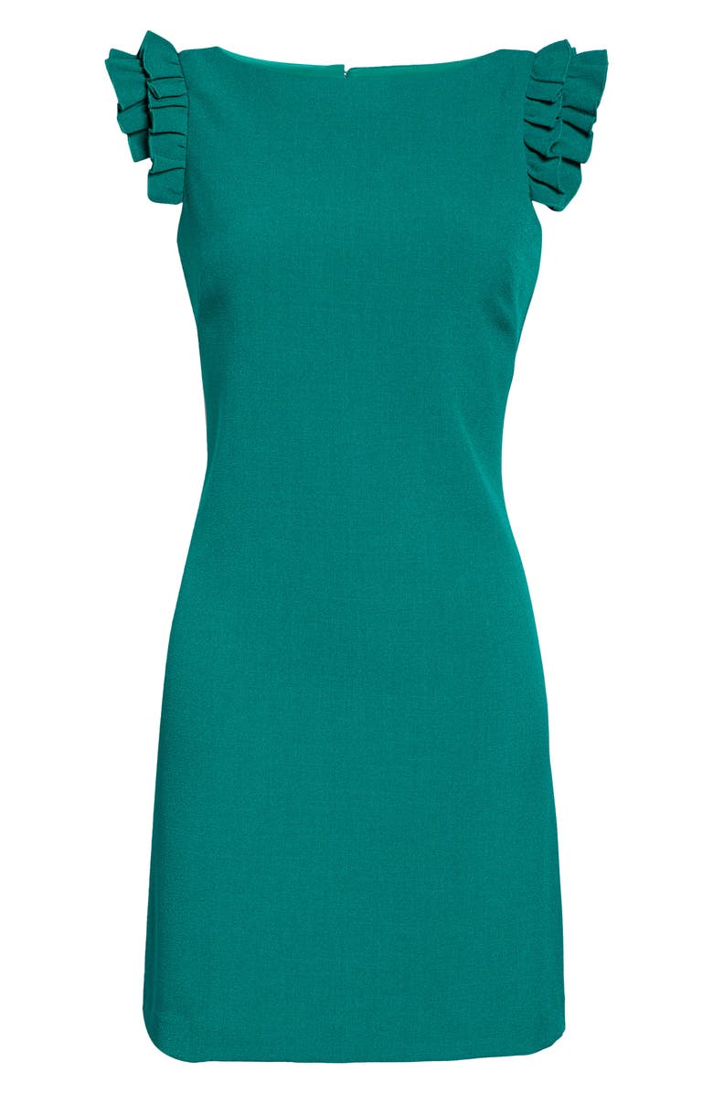 Vince Camuto Ruffle Shoulder Crepe Shift Dress, Alternate, color, 