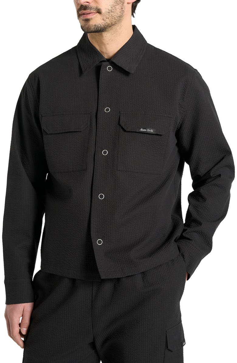 Manière De Voir Milo Textured Cargo Jacket, Alternate, color, Black