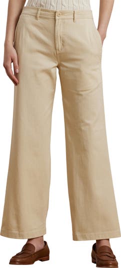 Wide Leg Cotton Twill Pants