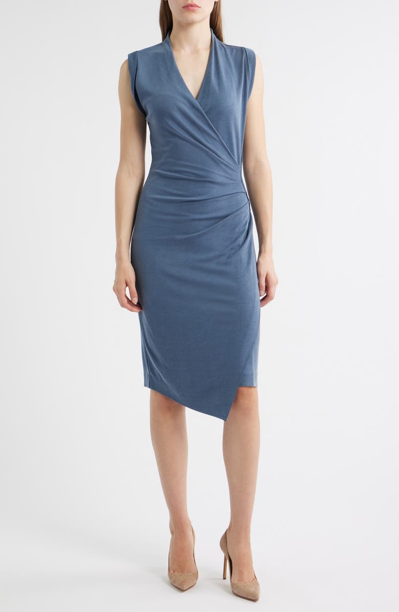 BOSS Ecupri Ruched Body-Con Dress, Main, color, Tanzanite
