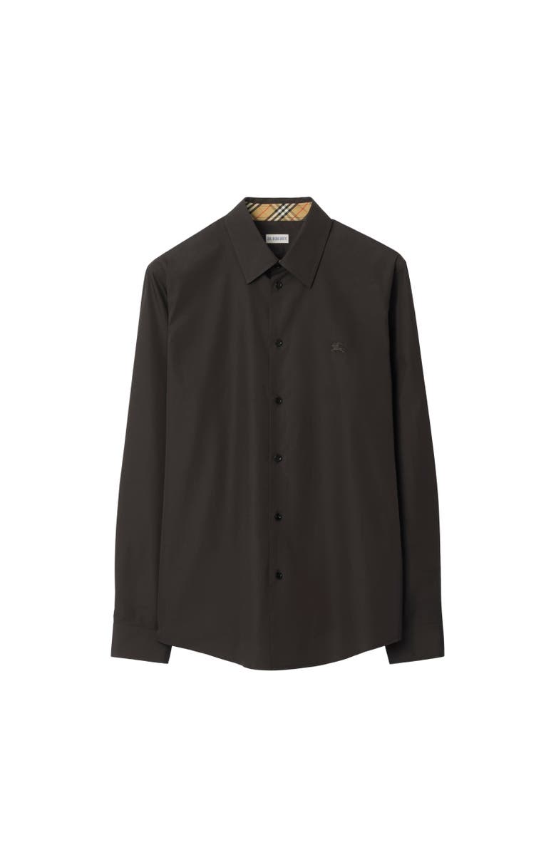 Burberry Regular Fit Cotton Poplin Shirt, Alternate, color, Bark Brown