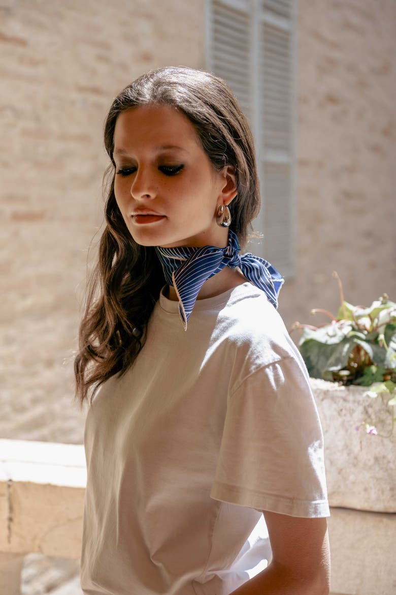 Fior di Loto - Silk Bandana, Alternate, color, Blue