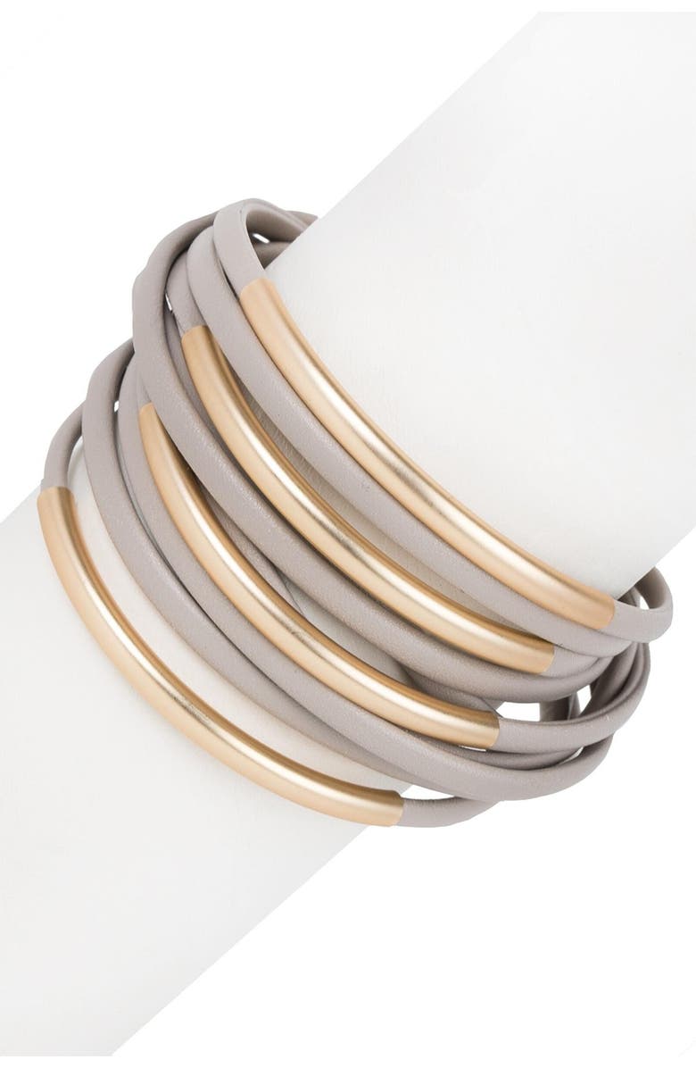 SAACHI On the Rail Bar Layered Bracelet, Alternate, color, Taupe