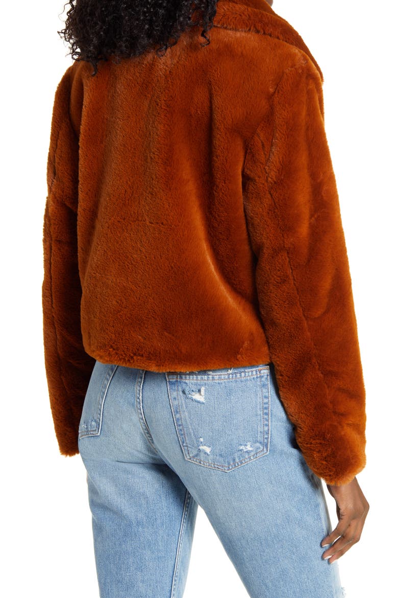 Faux Fur Crop Jacket, Alternate, color, MILK CHOCOLATE