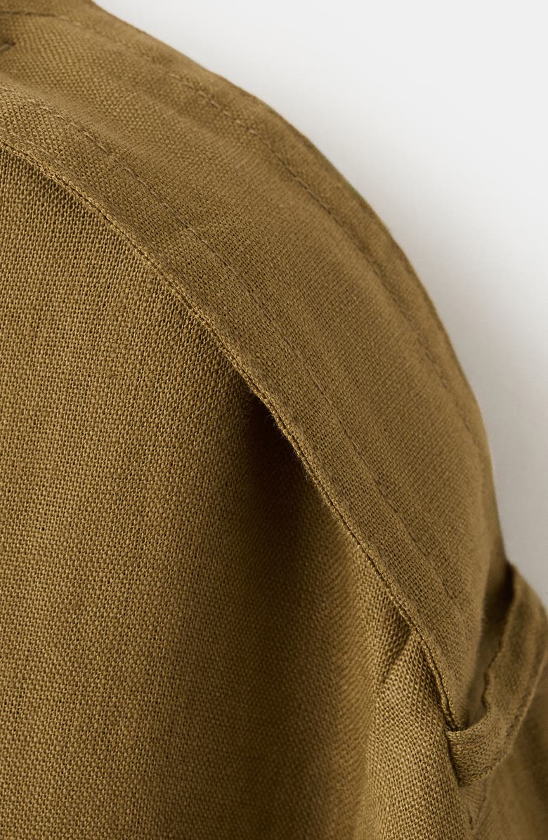 MANGO Funnel Neck Linen Jacket, Alternate, color, 