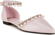 Rag & Co Aouva Rhinestone & Faux Pearl Almond Toe Flat