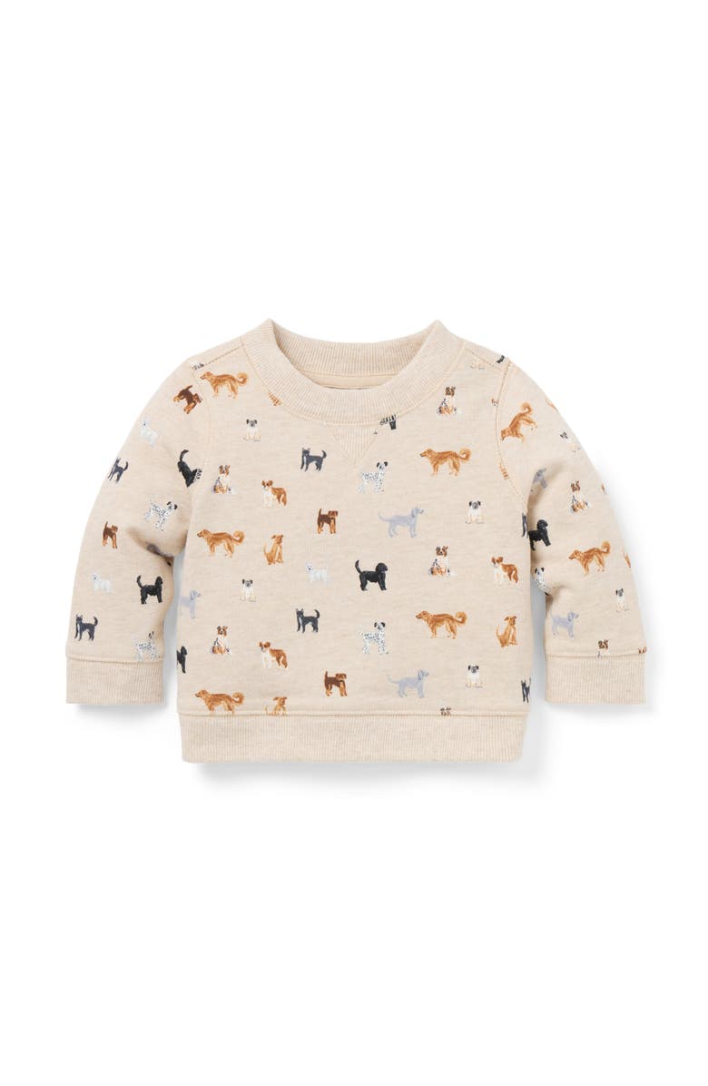 Janie and Jack Baby Dog French Terry Sweatshirt, Main, color, Beige