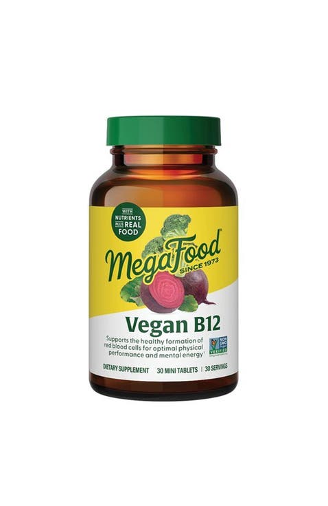Vegan Vitamin B12 with Vitamin B6, B12 and Folic Acid for Women and Men, 30 Mini Tablets