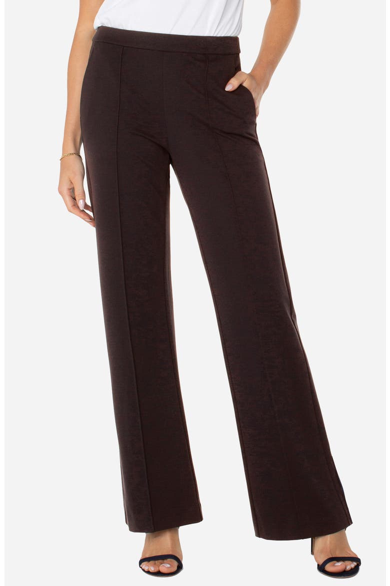 Kayla Wide Leg Pull-On Trousers, Main, color, BROWN TRUFFLE