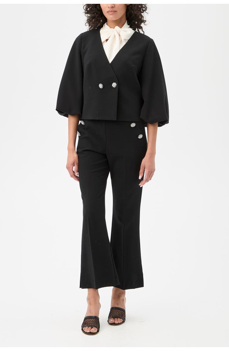 Trina Turk Basal Cropped Jacket with Embellished Buttons, Alternate, color, Black