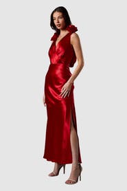 corsage maxi dress Coast Women's 3D Corsage Satin Maxi Dress With Drape Detail in Pink