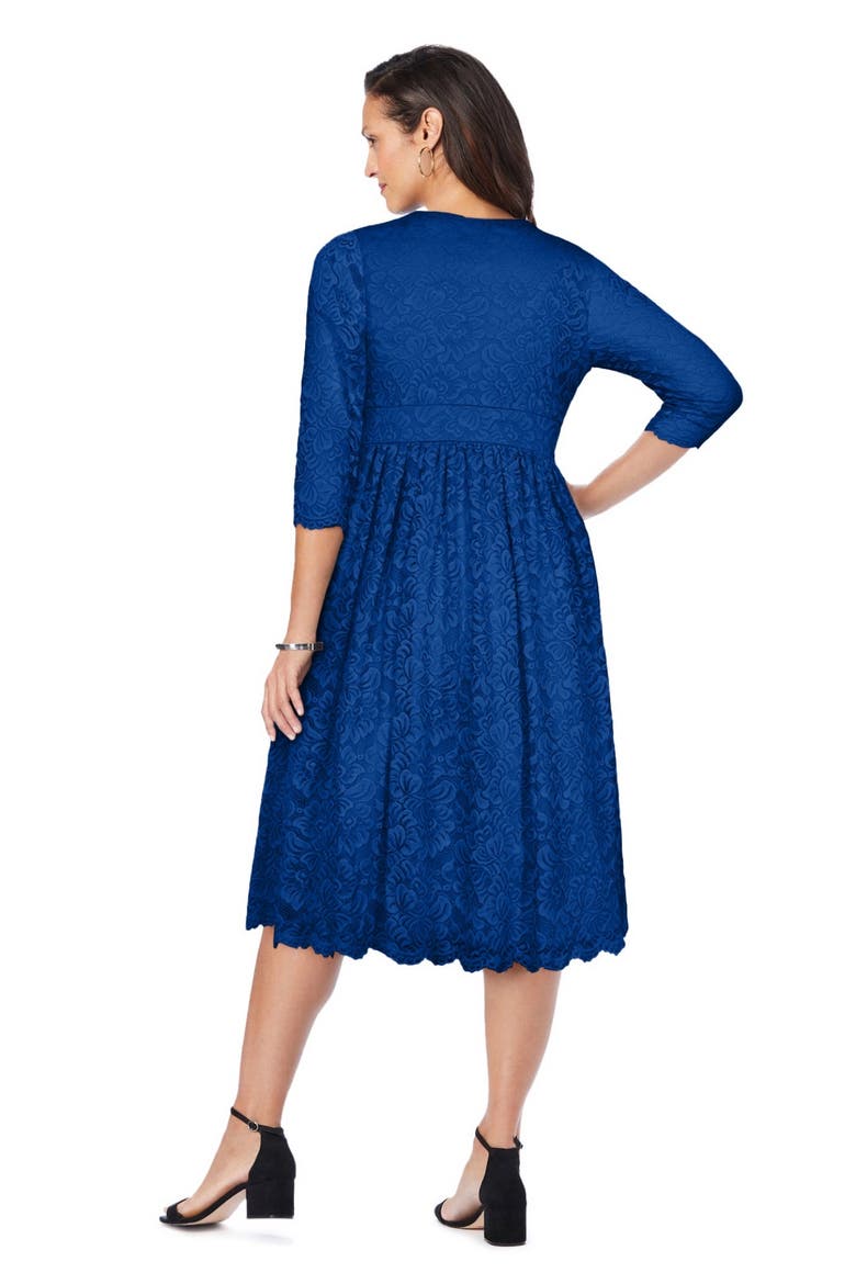 Stretch Lace A-Line Dress, Alternate, color, DARK SAPPHIRE