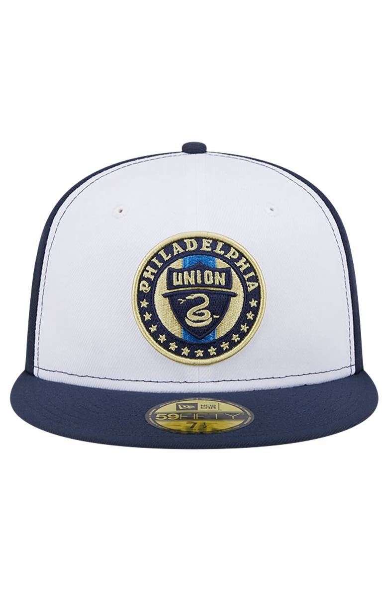 New Era Men's New Era White/Navy Philadelphia Union 2024 Kick Off Collection 59FIFTY Fitted Hat, Alternate, color, White