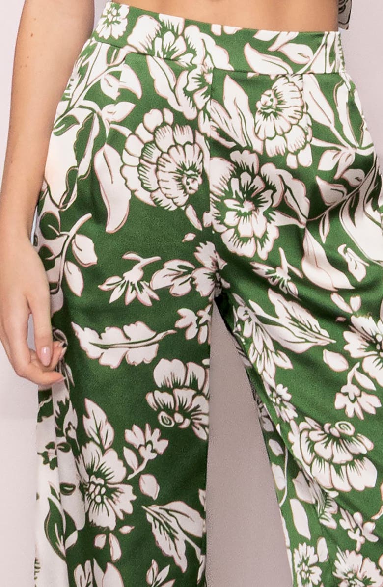 MELLODAY Floral Satin Pants, Alternate, color, Green Floral