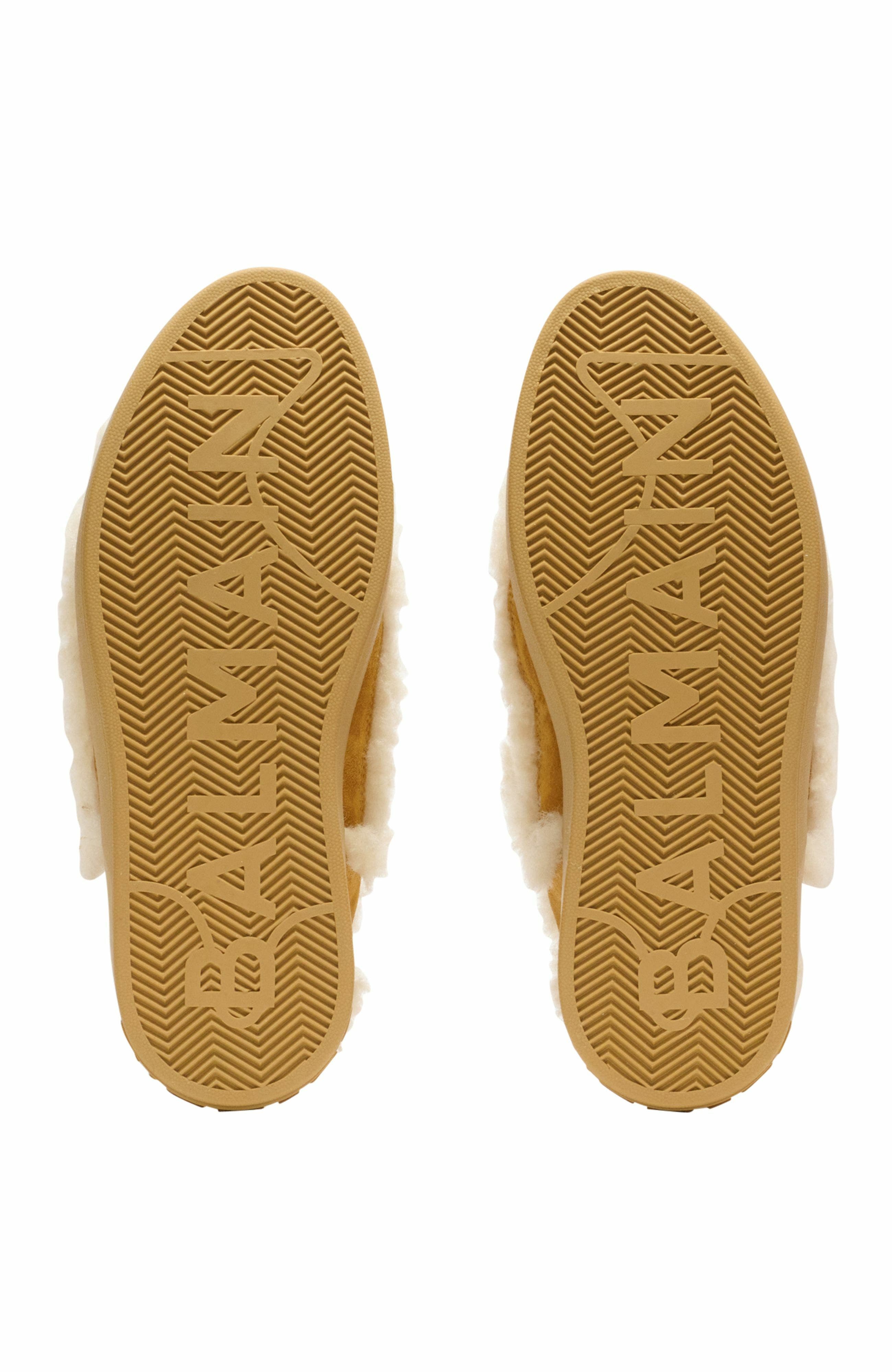 Balmain B-Court Flip Shearling Trainers, Alternate, color, Brown