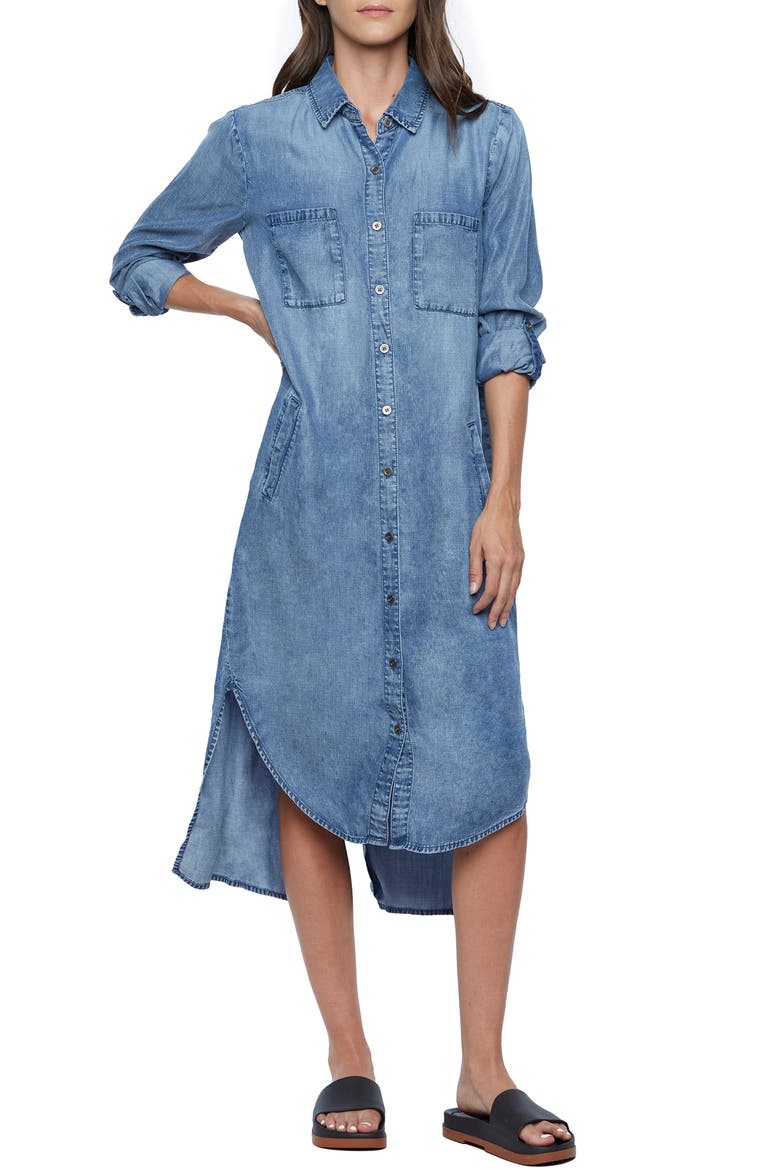 Denim Chill Out Shirtdress, Main, color, REVERSE BLUE (FINISHED HEM)