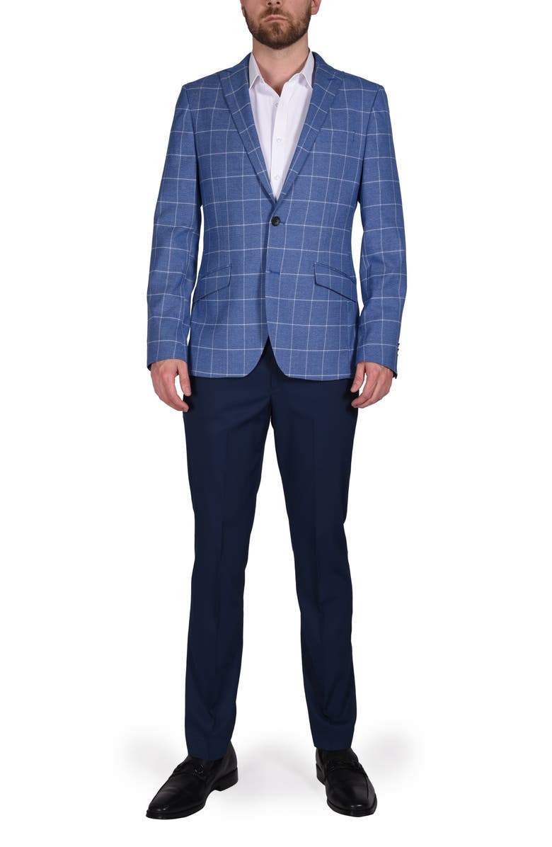 SAVILE ROW CO Blue Windowpane Notch Collar Sport Coat, Alternate, color, Blue