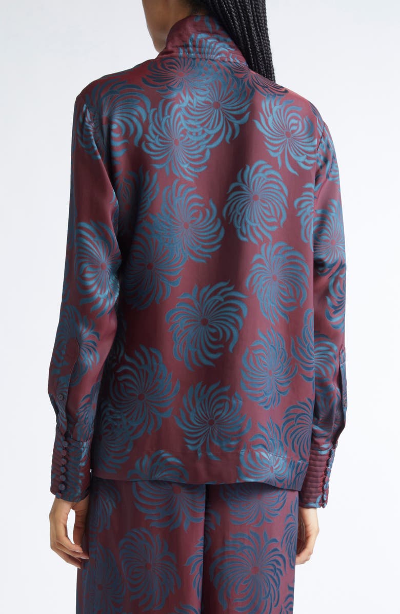 Dries Van Noten Calberton Jacquard Ruffle Wrap Shirt, Alternate, color, Burgundy